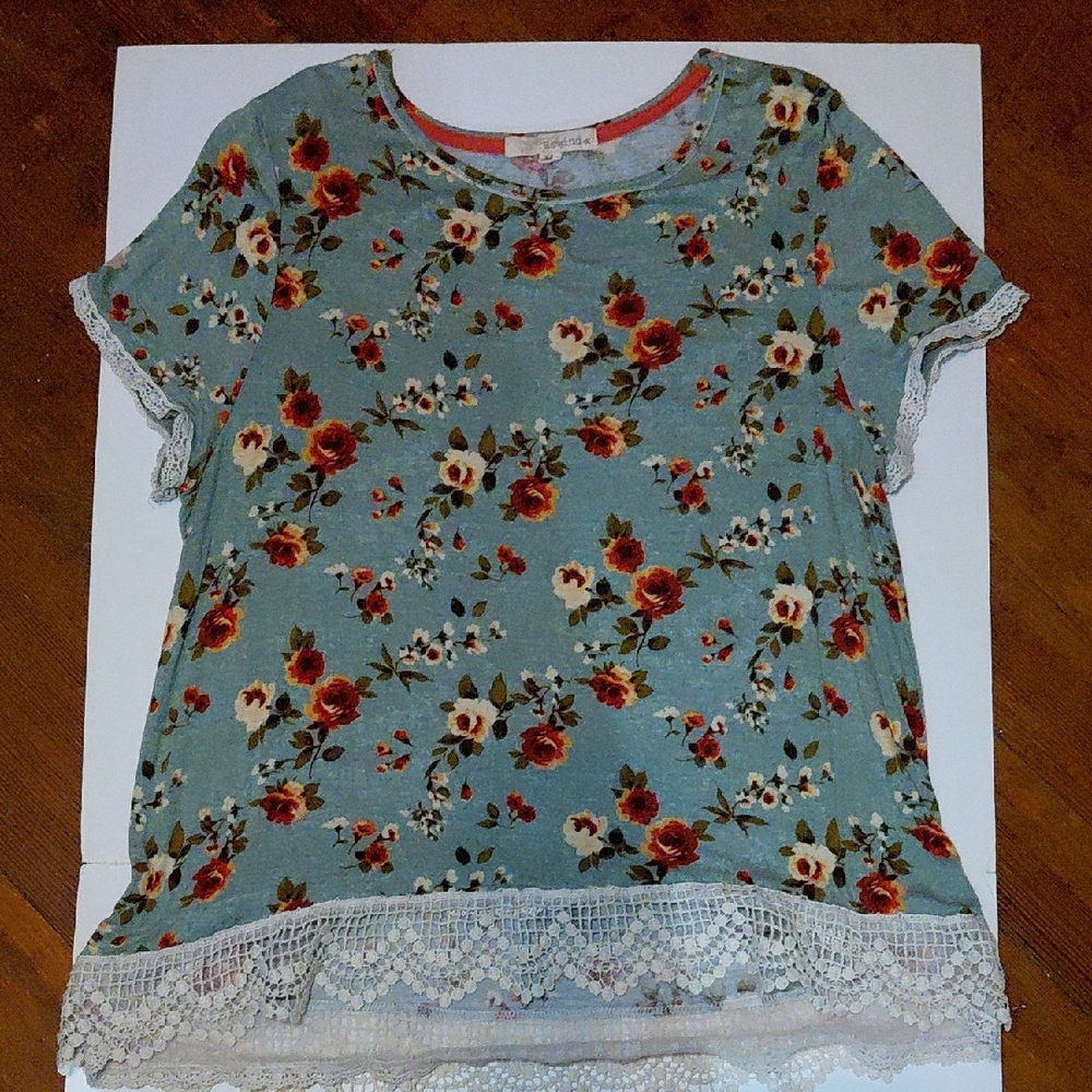 Rewind Floral Top with Pink and Green
